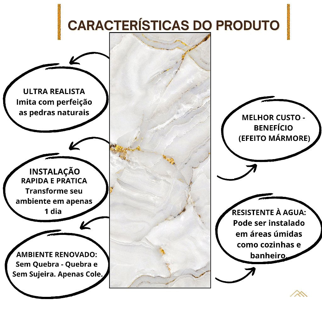 PLACA EFEITO MÁRMORE WHITE BRILHO