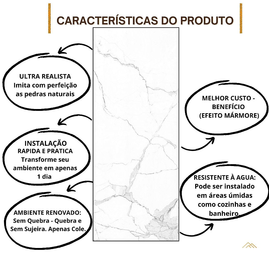 PLACA EFEITO MÁRMORE CARRARA BRILHO