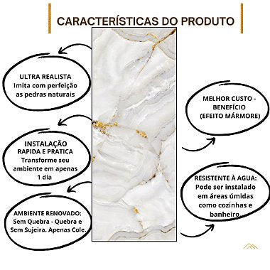 PLACA EFEITO MÁRMORE WHITE ACETINADO