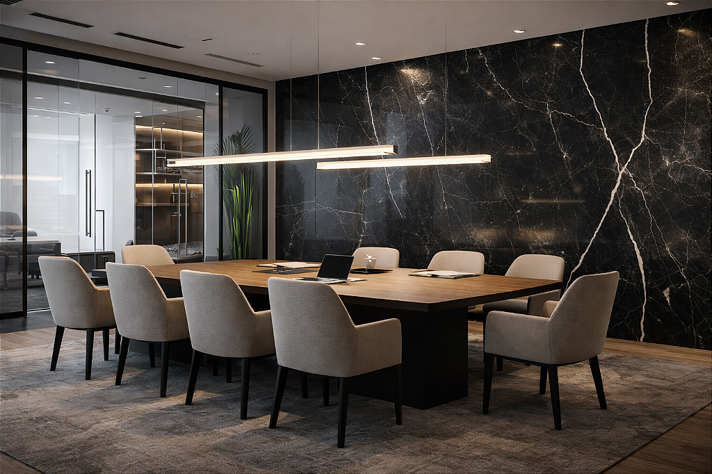 PLACA EFEITO MÁRMORE NERO MARQUINA LIGTH BRILHO