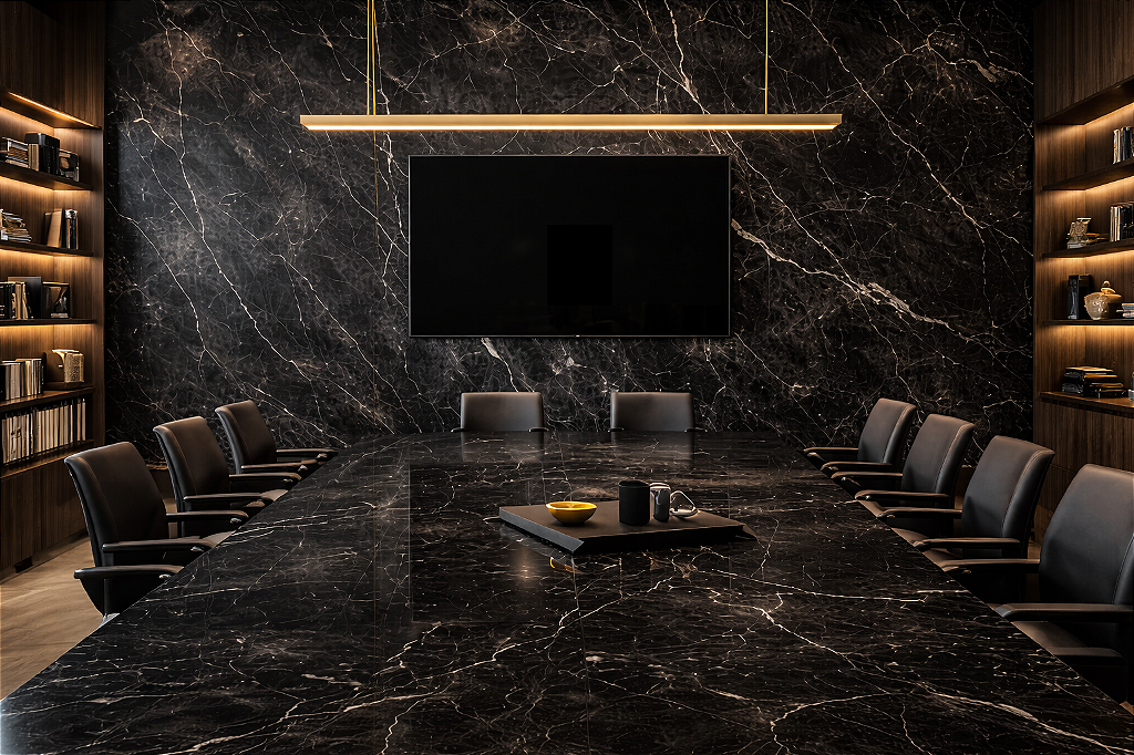 PLACA EFEITO MÁRMORE NERO MARQUINA BRILHO